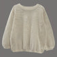Daverri Relaxed Fit Round Neck off-white knitted mesh sweater