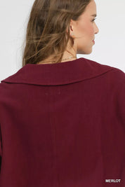 Umgee Linen Long Sleeves Elastic Hem Blouse | Blouses Daverri Fashions