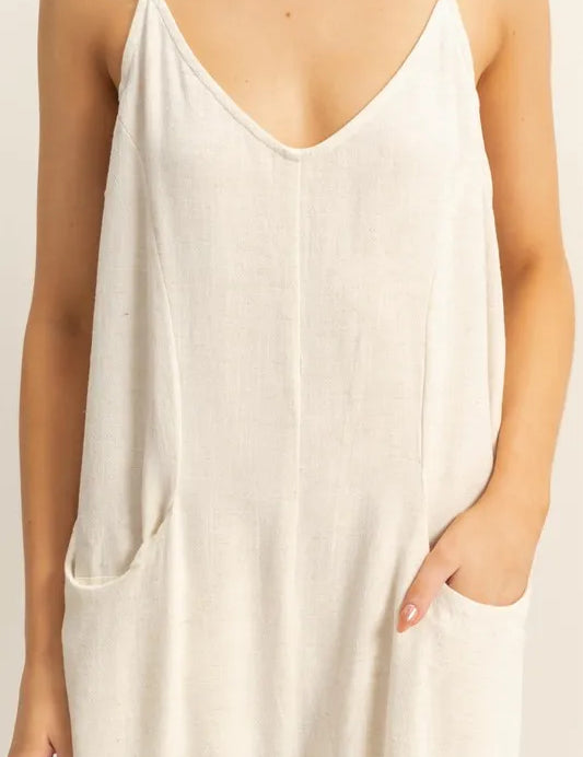 HYFVE V-Neck Pocket Detail Side Tie Hem Romper | Rompers Daverri Fashions