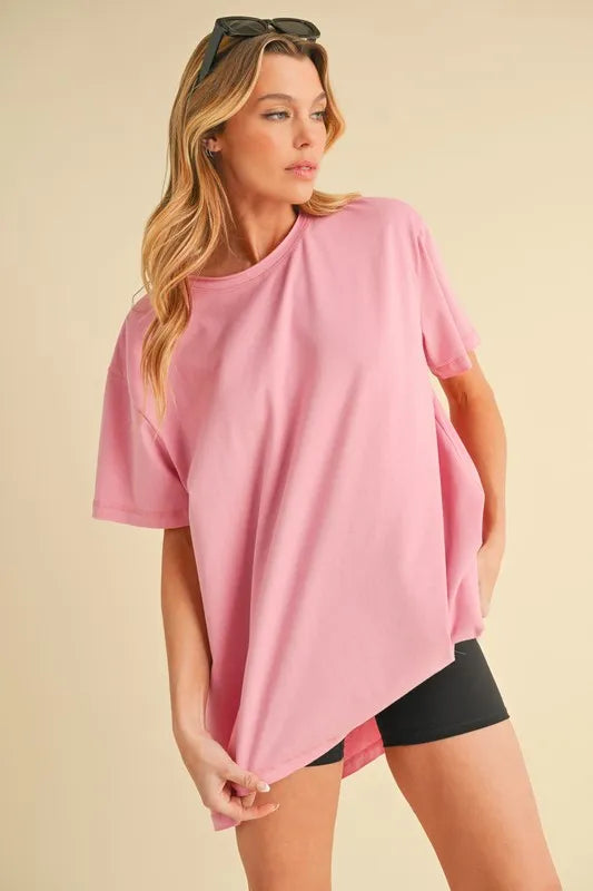 Aemi+Co Round Neck Short Sleeve Oversized T-Shirt