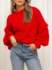 Round Neck Dropped Shoulder Sweater | Sweaters Daverri Fashions