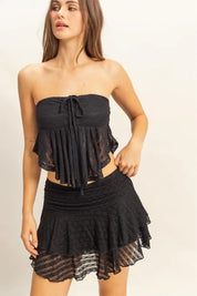BLACK L HYFVE Lace Bustier Flowy Tube Top | Tops Daverri Fashions