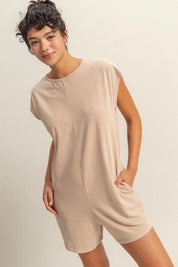 HYFVE Round Neck Cap Sleeve Relaxed Fit Breezy Romper | Rompers Daverri Fashions