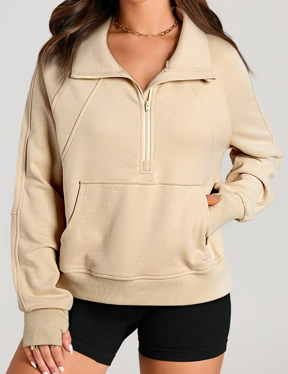 Dust Storm Half Zip Long Sleeve Sweatshirt | Sweatshirts Daverri Fashions