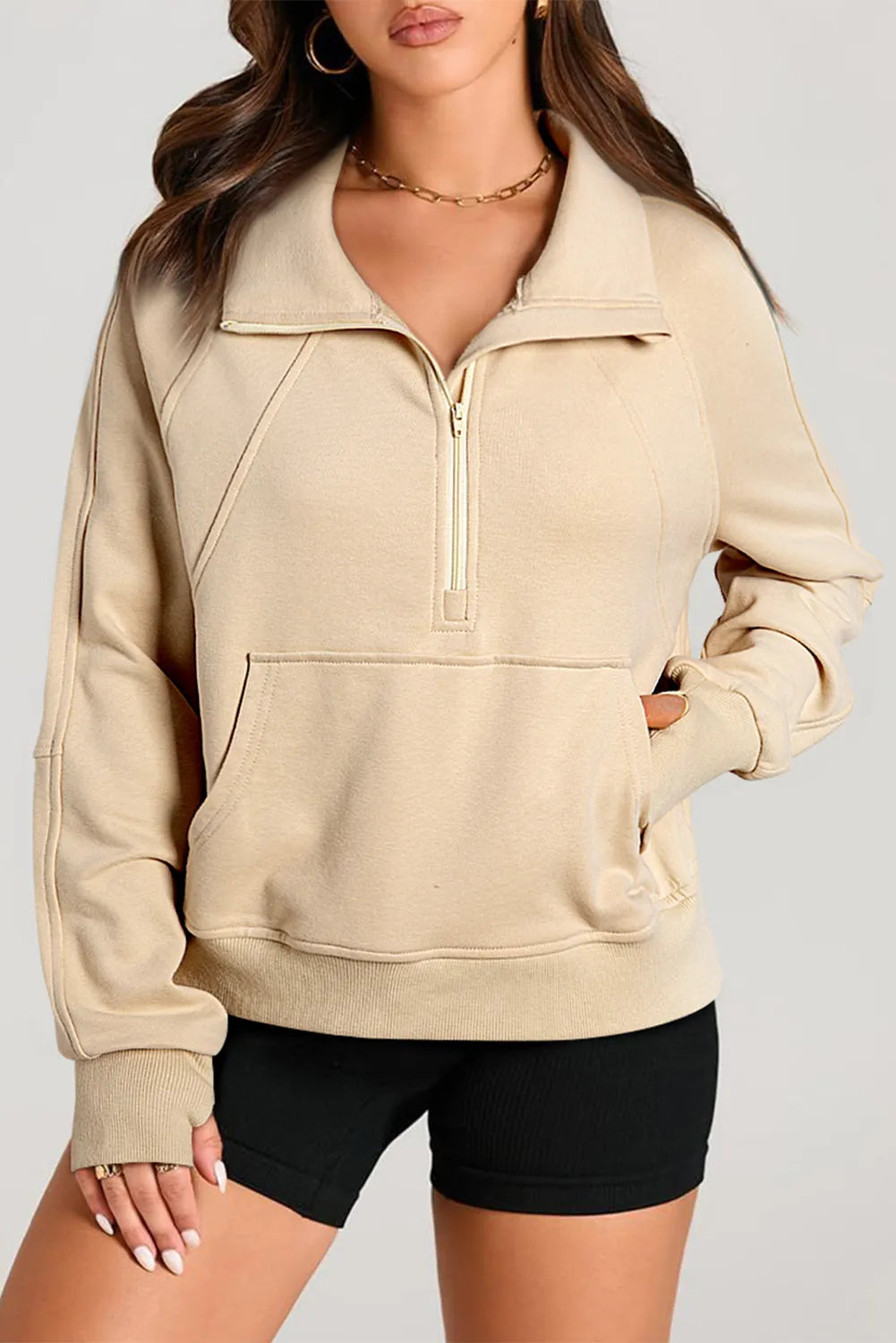 Dust Storm Half Zip Long Sleeve Sweatshirt | Sweatshirts Daverri Fashions