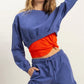 HYFVE Crew Neck Long Sleeve Crop Sweatshirt DUSTY INDIGO