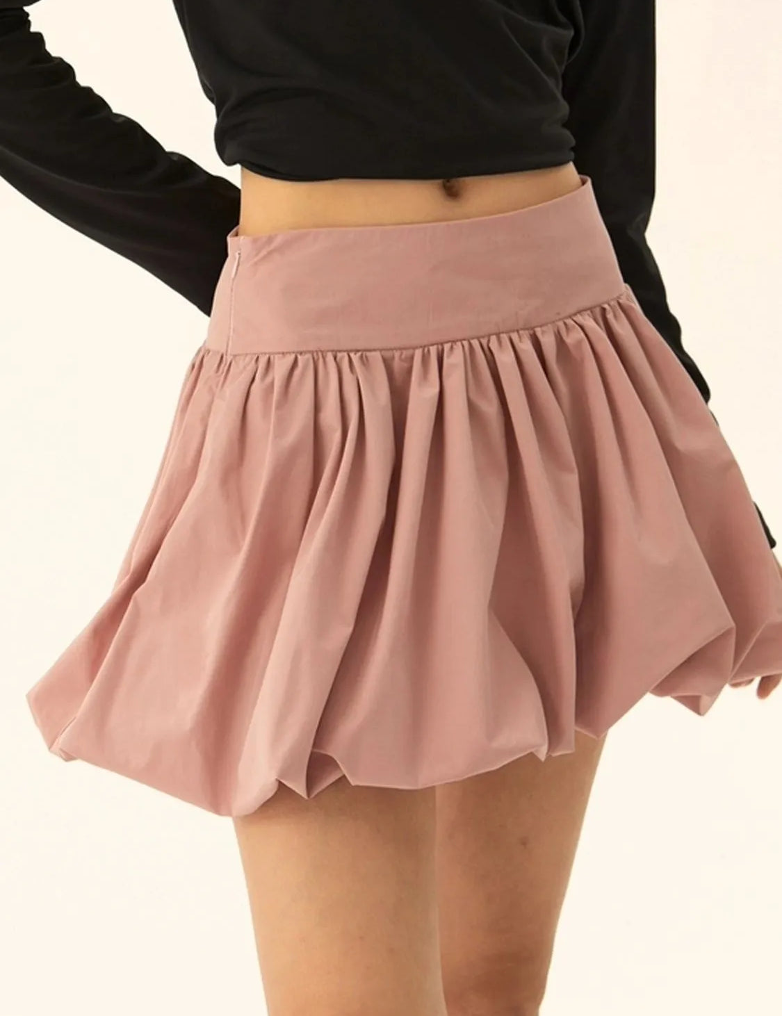 Ruched Bubble Hem Mini Skirt | Skirts Daverri Fashions