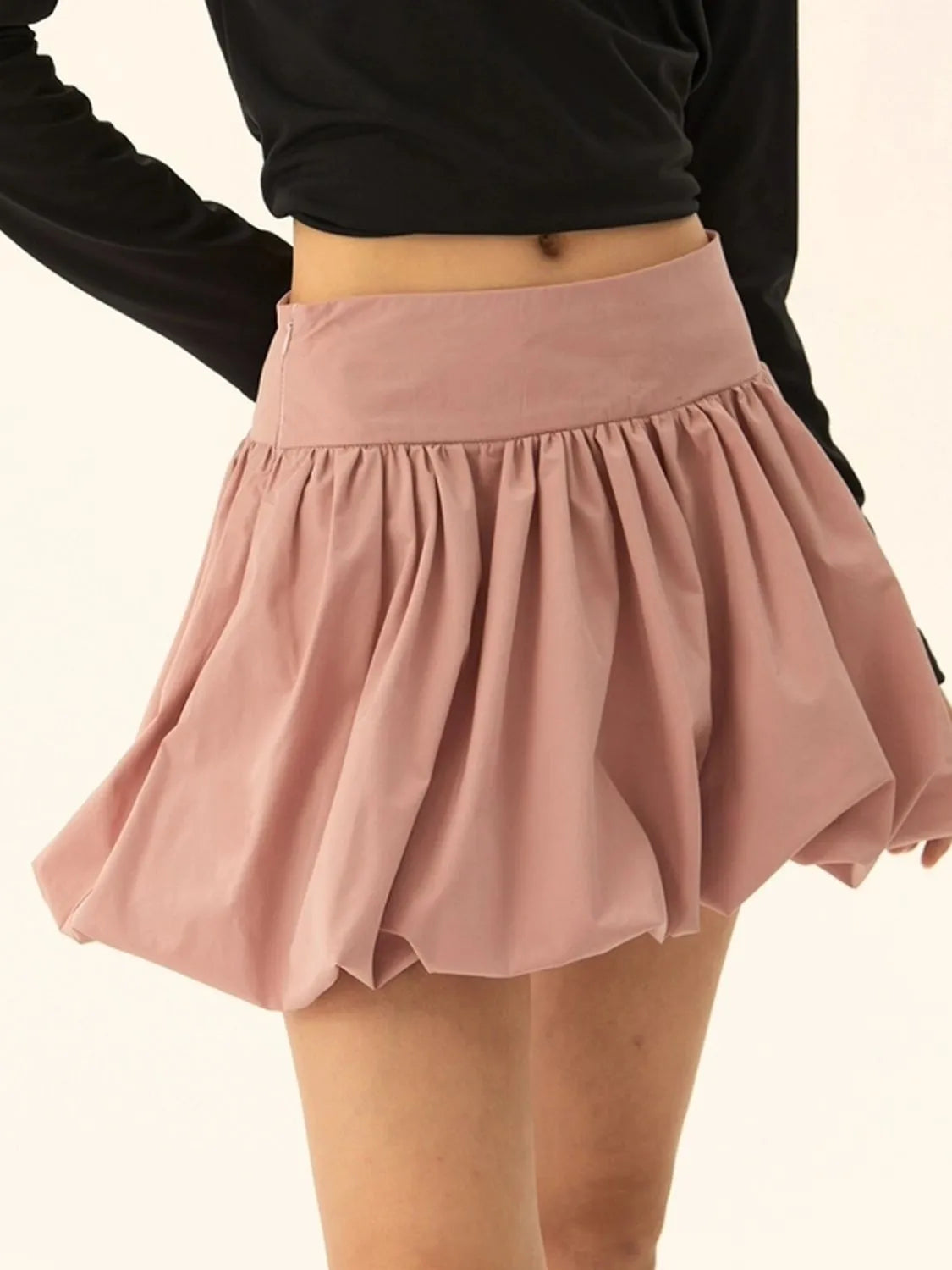Ruched Bubble Hem Mini Skirt | Skirts Daverri Fashions
