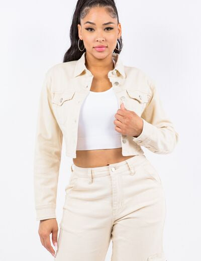 American Bazi Laced Back Cropped Jacket Ivory S