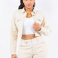 American Bazi Laced Back Cropped Jacket Ivory S