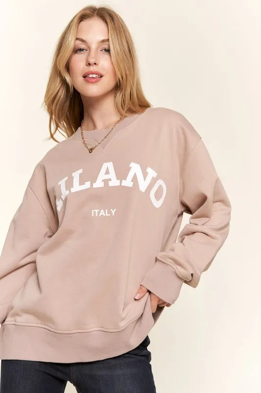 And The Why Washed Milano Pullover Sweatshirt TAUPE