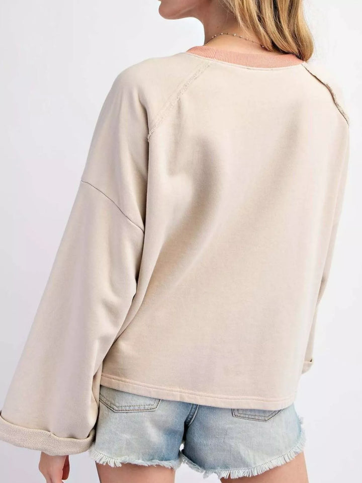 Plaid Flower Patched Round Neck T-Shirt | T-Shirts Daverri Fashions
