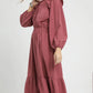 Umgee Textured Midi Dress with Ruffle Shoulder Detail