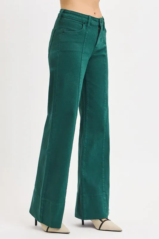 RISEN Full Size Tummy Control Mid Rise Wide Leg Jeans Plus Size Jeans