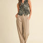 Annie Wear Stretch Leopard Denim Button Down Vest