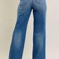 Judy Blue Full Size High Waist Tummy Control Chew Hem Destroy Wide Jeans Plus Size - DAVERRI FASHIONS
