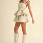 MABLE Jacquard Floral Peplum Top and Flare Shorts Set Outfit Sets