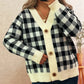 Plaid Button-Down Cardigan - DAVERRI FASHIONS