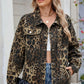 Leopard Print Oversized Denim Jacket - DAVERRI FASHIONS