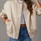 Zip Up Long Sleeve Bomber Jacket - DAVERRI FASHIONS