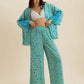 Open Front Printed Top and Pants Set - DAVERRI FASHIONS