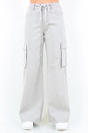 American Bazi Drawstring Wide Leg Cargo Pants - DAVERRI FASHIONS