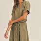 MABLE Short Sleeve Top and Button Down Midi Skirt Set Skirts