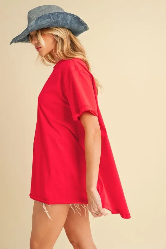 Aemi+Co Round Neck Short Sleeve Oversized T-Shirt