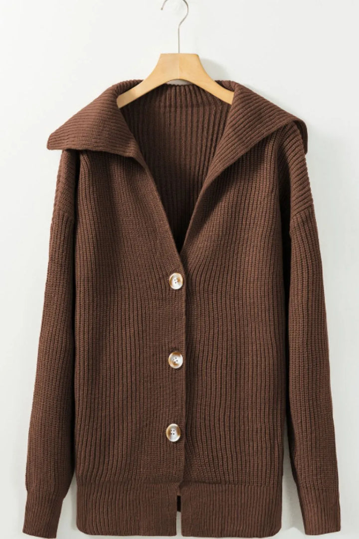 Button Down Collared Neck Cardigan | Cardigans Daverri Fashions