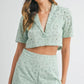 MABLE Eyelet Short Sleeve Crop Top and Shorts Set Outfit Sets