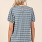 Mittoshop Contrast Striped Short Puff Sleeve Knit Top Tops