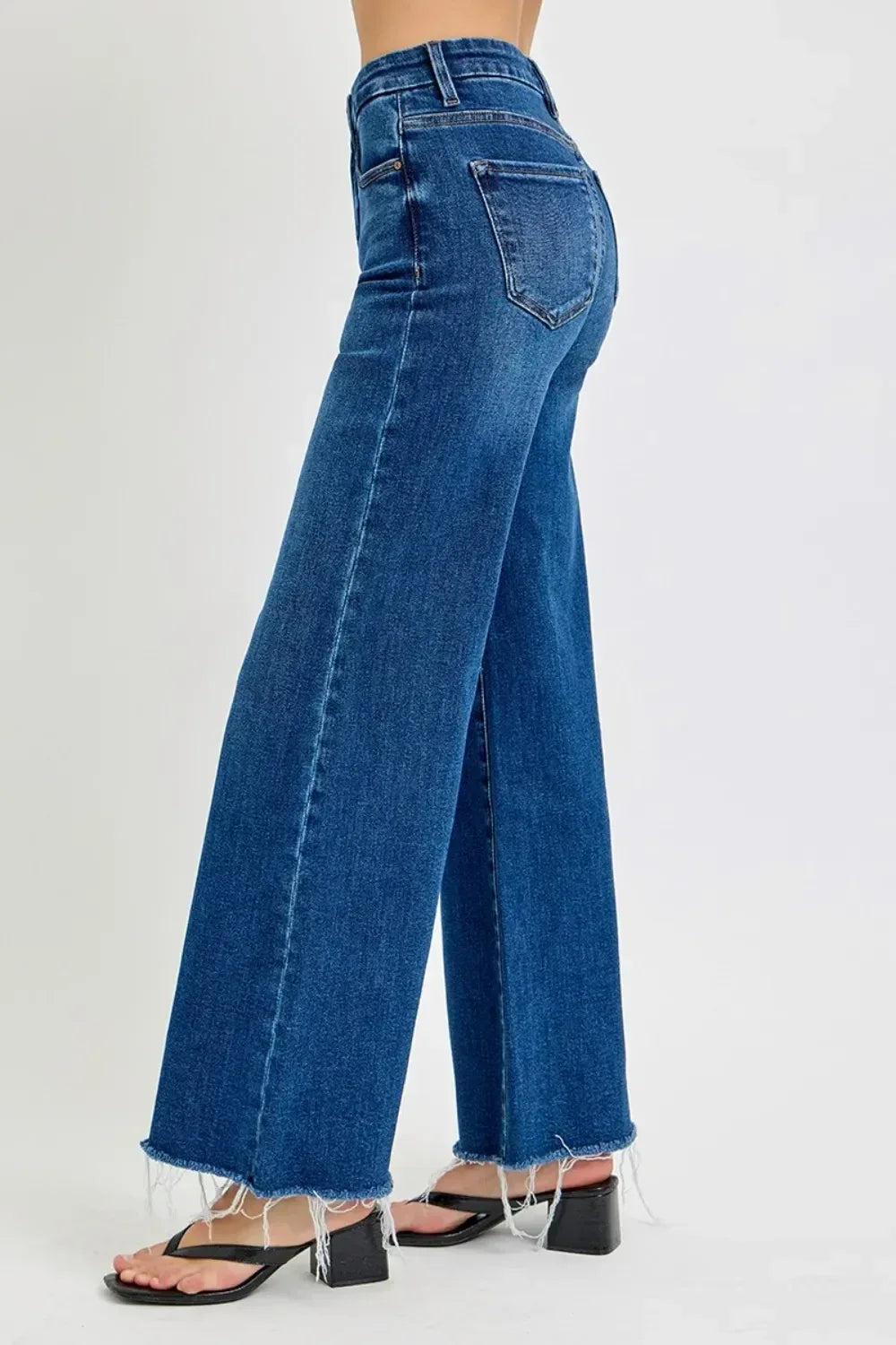 RISEN Tummy Control High Rise Wide Leg Jeans - DAVERRI FASHIONS