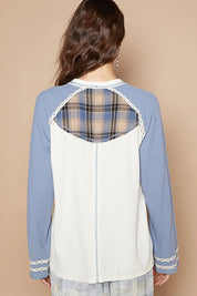 POL Plaid Number 06 Raglan Sleeve T-Shirt | T-Shirts Daverri Fashions