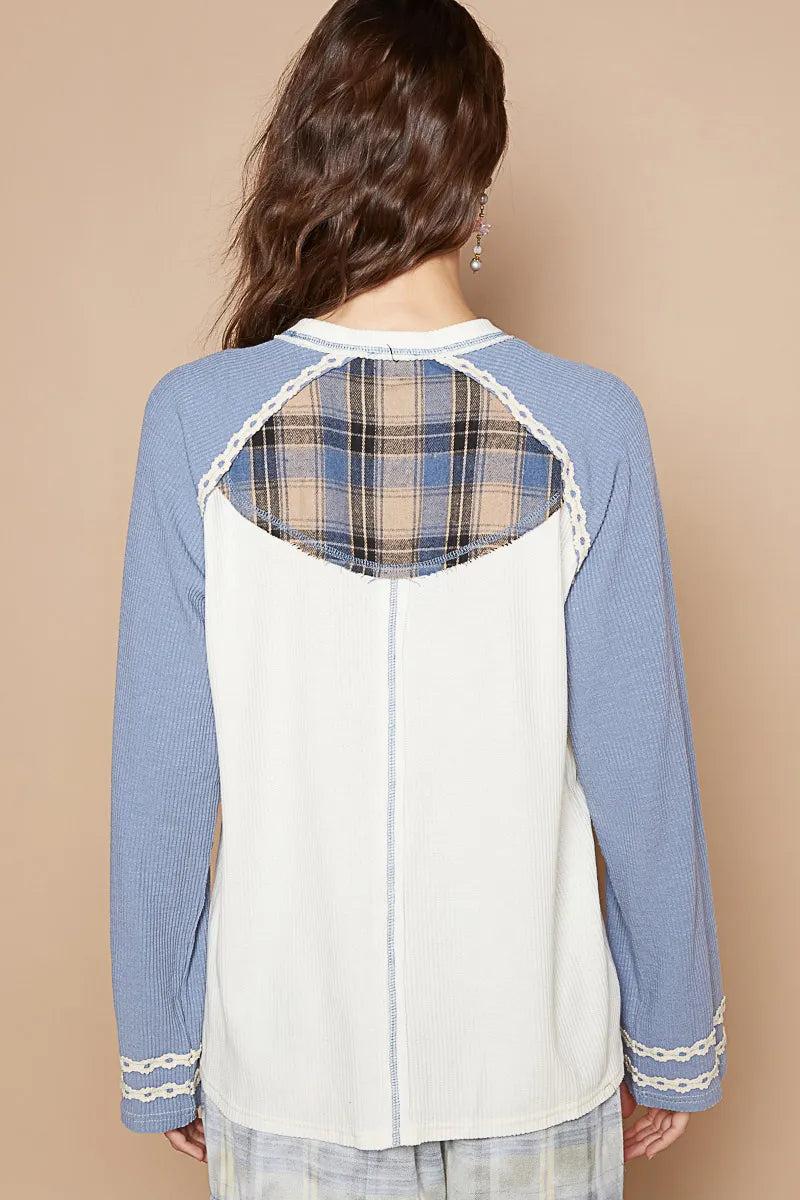 POL Plaid Number 06 Raglan Sleeve T-Shirt T-Shirts