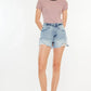 Kancan Distressed High Waist Denim Shorts with Pockets - DAVERRI FASHIONS