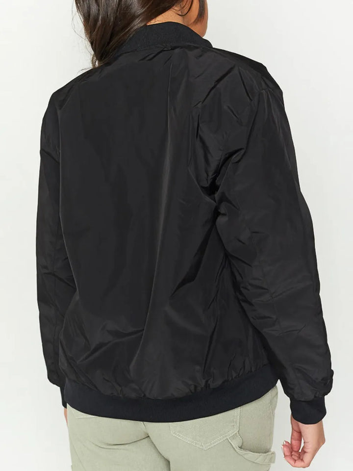 Zip Up Baseball Collar Jacket with Pockets | Jackets Daverri Fashions