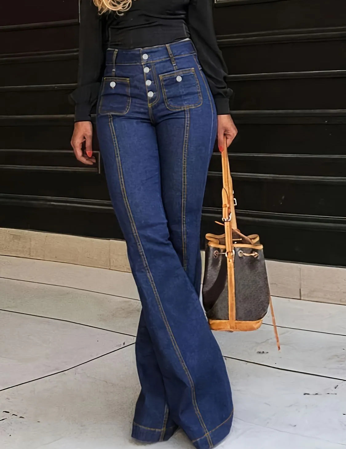Flare Jeans with Pockets | Jeans Daverri Fashions