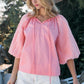 ODDI Full Size Poplin Bubble Sleeve Blouse Blouses