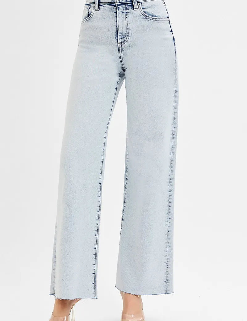 LIGHT RISEN Full Size High Rise Wide Leg Jeans Plus Size | Jeans Daverri Fashions