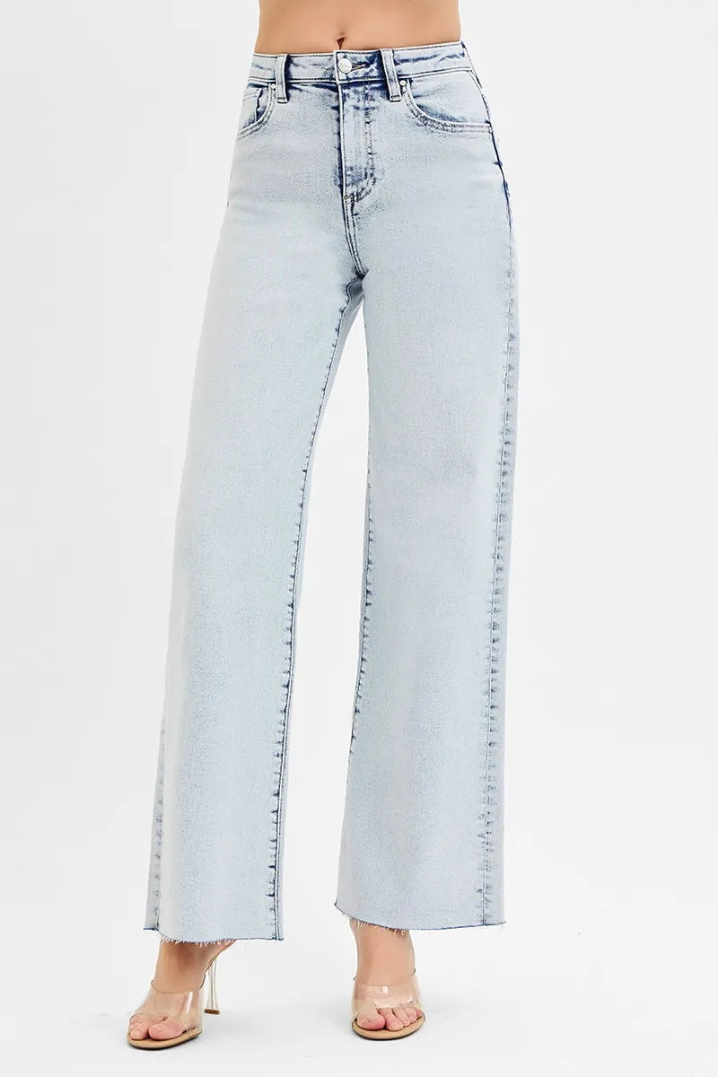 RISEN Full Size High Rise Wide Leg Jeans Plus Size LIGHT Jeans