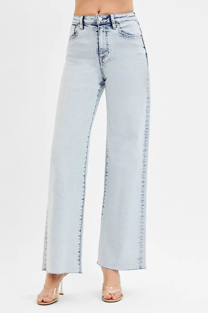 RISEN Full Size High Rise Wide Leg Jeans Plus Size LIGHT Jeans