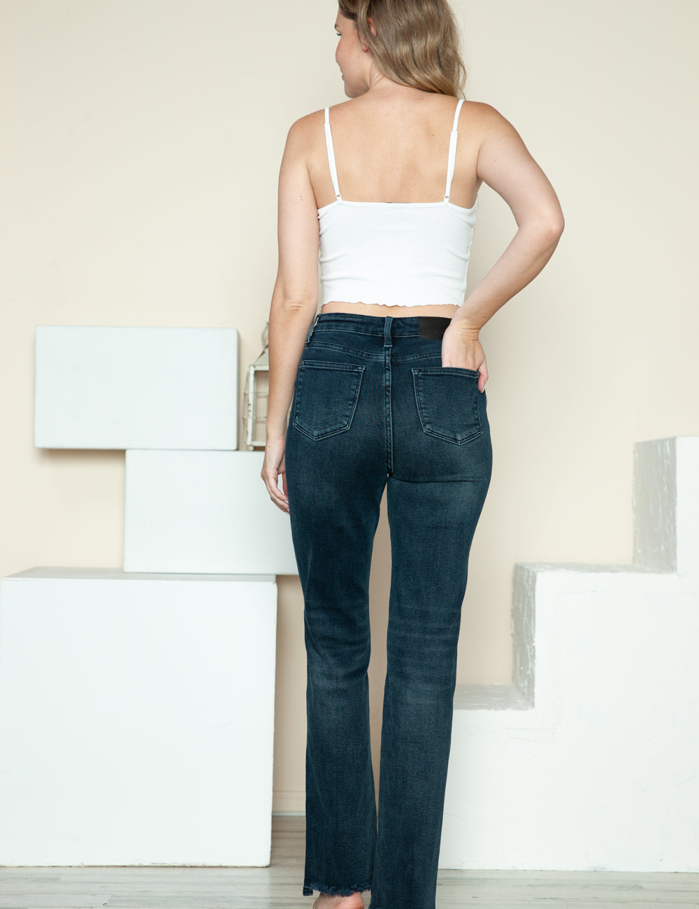 Judy Blue Full Size Button Fly Hem Destroy Straight Jeans | Daverri Fashions