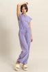 HYFVE Back Keyhole Round Neck Cap Sleeve Drawstring Jumpsuit Lavender Jumpsuits