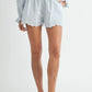 MABLE Long Sleeve Scallop Blouse and Shorts Set Outfit Sets
