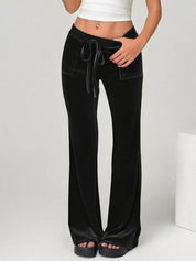 Daverri Fashions Velvet Flare Leg Pants - DAVERRI FASHIONS