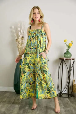 ADORA Elastic Detail Tropical Jumpsuit - DAVERRI FASHIONS