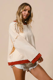 BiBi French Terry Top With Patch Detail Sweatshirt | Sweatshirts Daverri Fashions