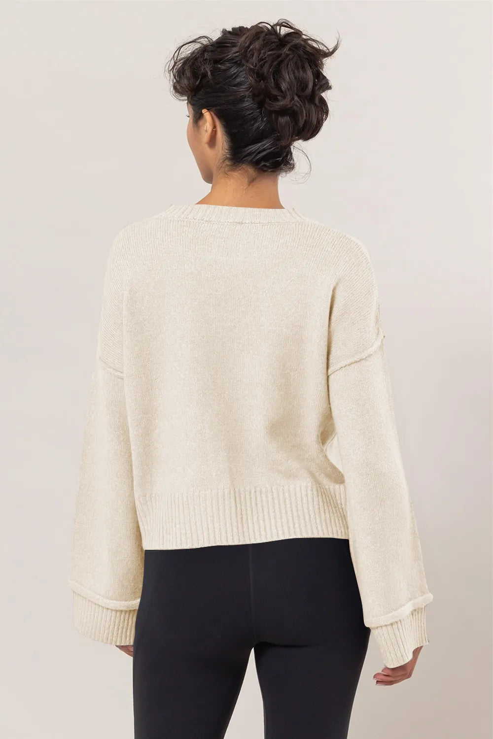 HYFVE Round Neck Dropped Shoulder Ribbed Sweater | Sweaters Daverri Fashions