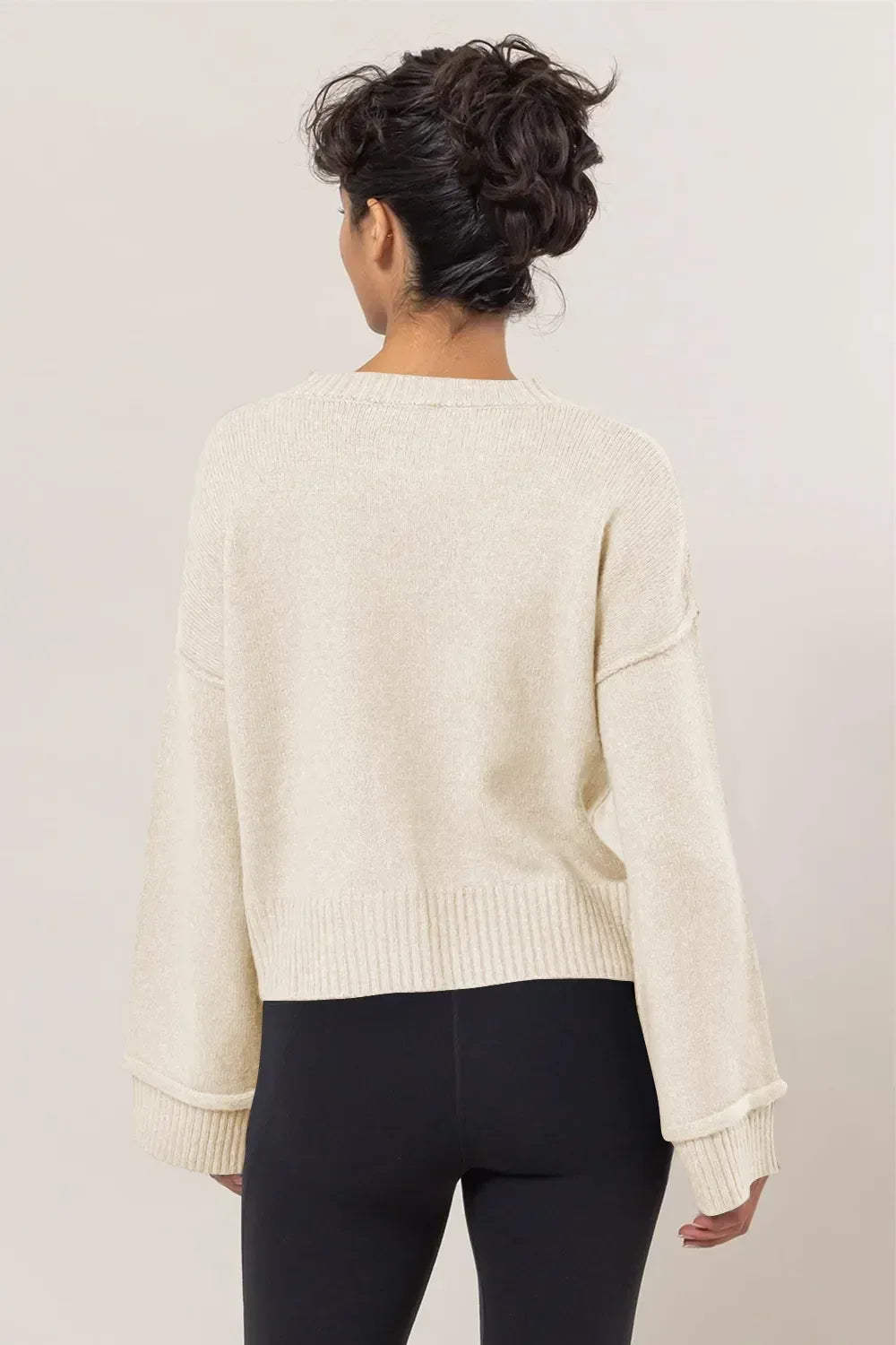 HYFVE Round Neck Dropped Shoulder Ribbed Sweater - DAVERRI FASHIONS
