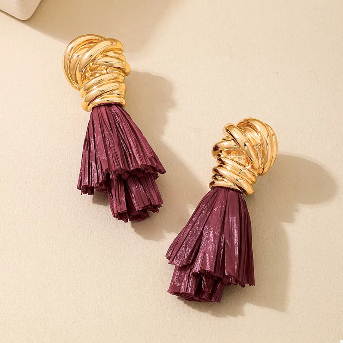 Golden Wire Wrapped Tassel Drop Earrings | Earrings Daverri Fashions